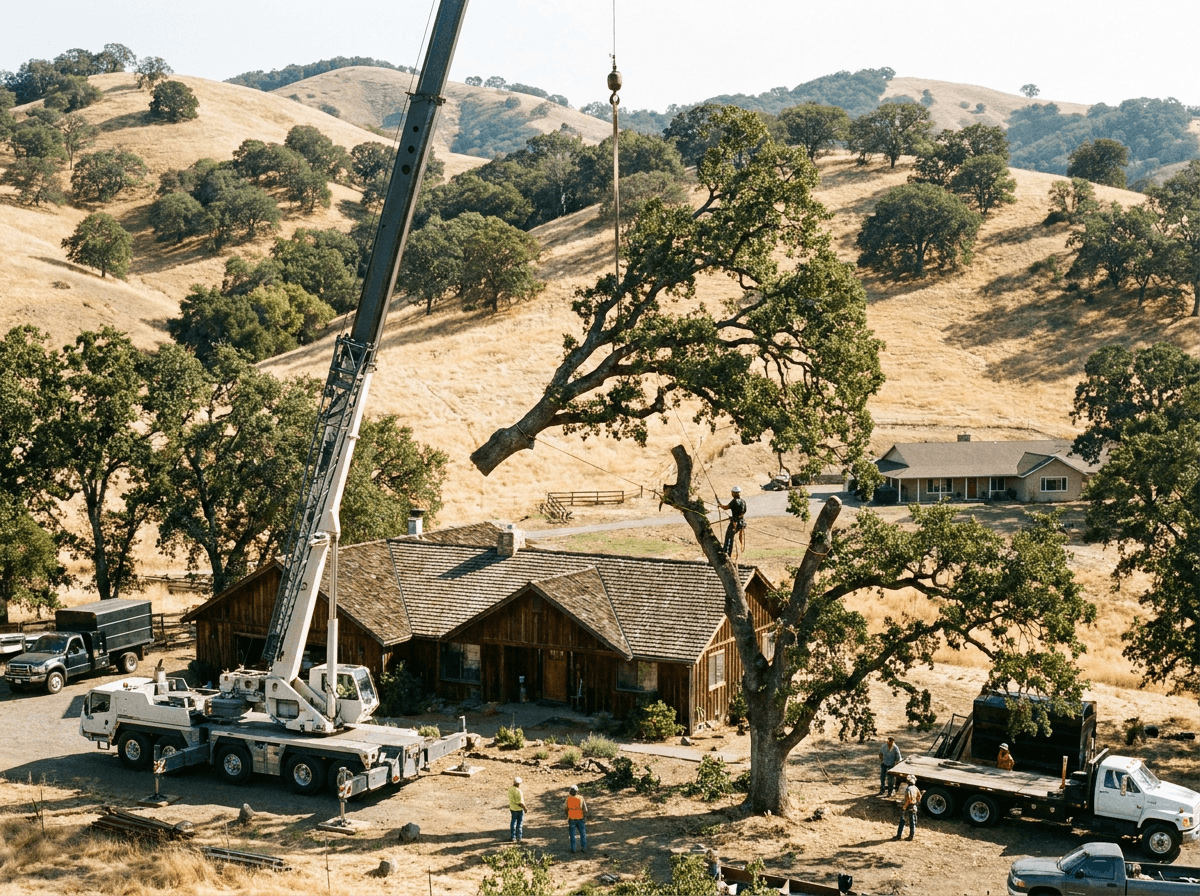 Storm-damaged pine cleanup in Angels Camp CA
